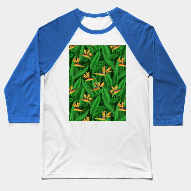 Night bird of paradise garden Baseball T-Shirt by katerinamk